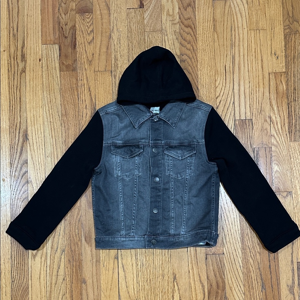 DL1961 Kids Black and Gray Jean Jacket with Hood 6X 6